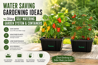 Water Saving Gardening Ideas Using Self Watering Garden System & Containers